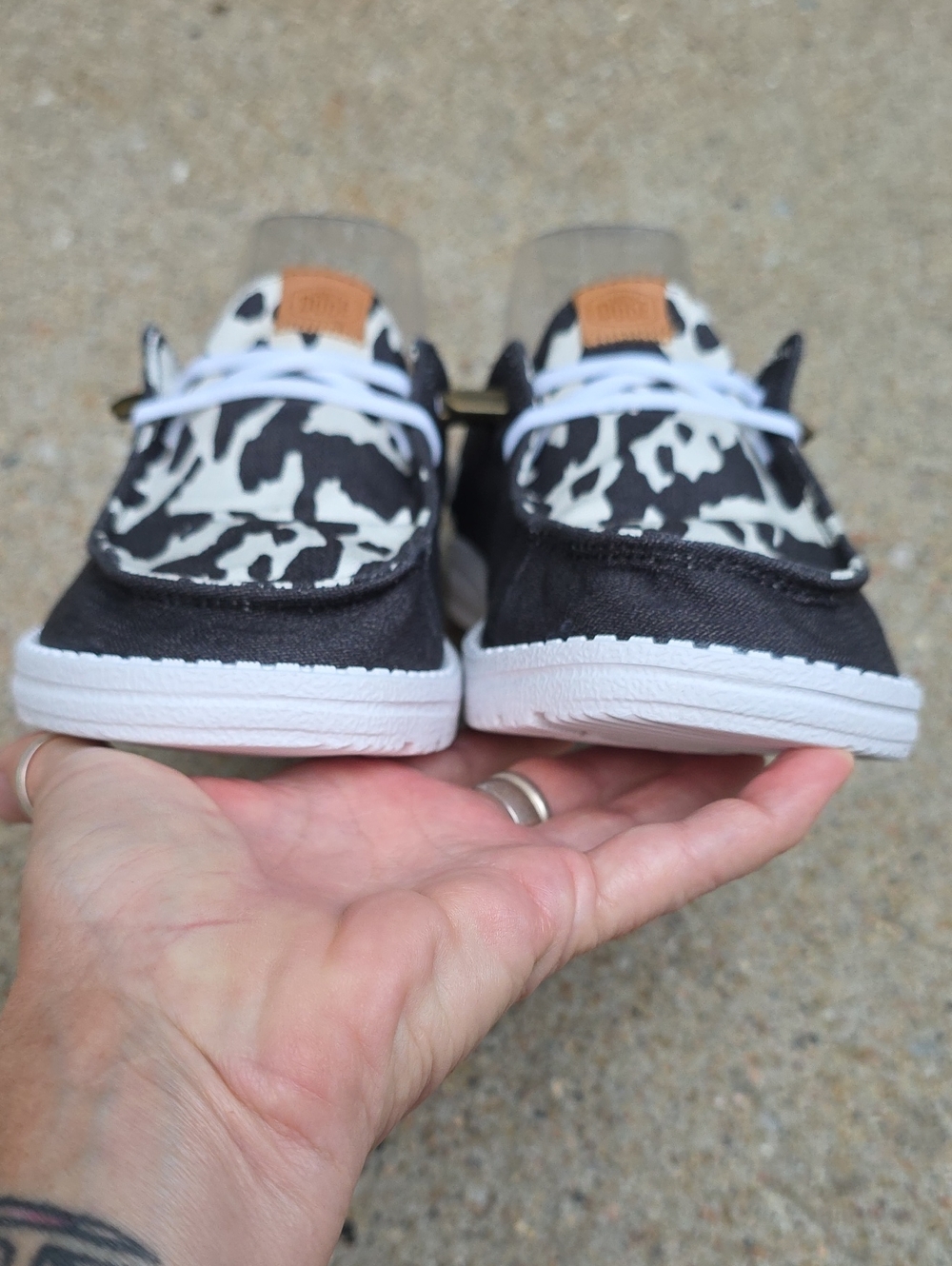 Hey Dude Wendy Animal Black Cow Print Size 8 - Picture 9 of 15